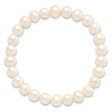 Sterling Silver 7-8mm White Pearl Necklace Set