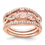 Three Piece Pink Crystal CZ Ring Set