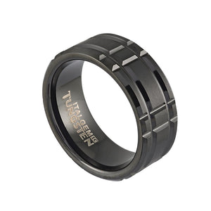 Black Tungsten Groove Ring