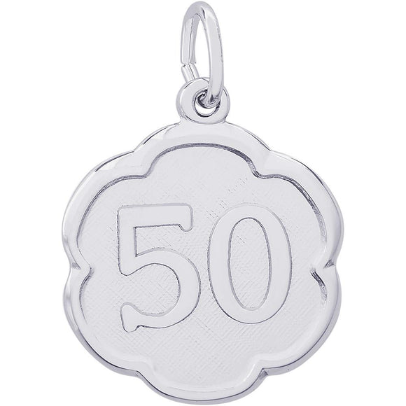 NUMBER FIFTY SCALLOPED DISC CHARM
