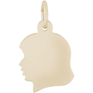 14k Yellowgold Flat Young Girl's Head Charm