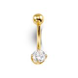 Yellow Gold Belly Button Ring with Cubic Zirconia
