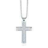 Stainless Steel Black Ion Cubic zirconia Cross Necklace