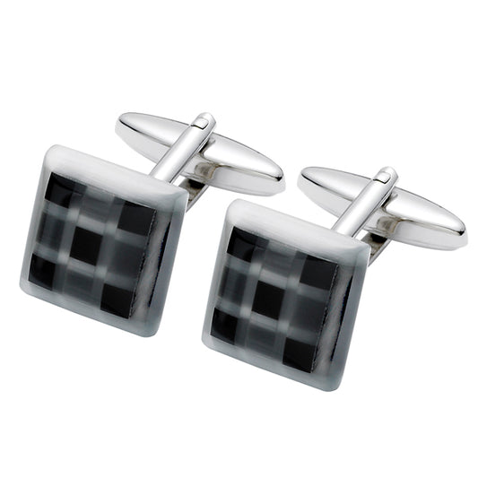 Black Onyx and Fiber Option Glass Cufflinks