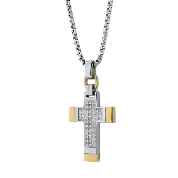 Stainless Steel White Cz Cross