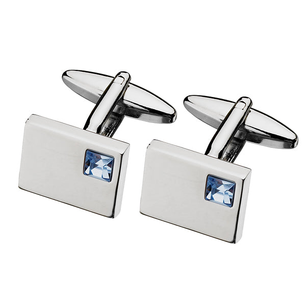 Blue Swarovski  Stainless Steel Cufflinks