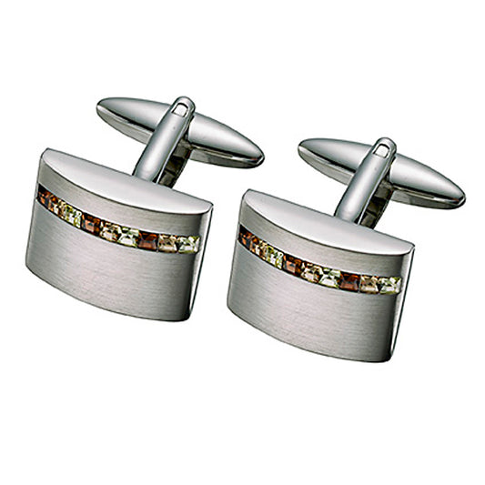 Yellow/Brown Austrian Crystal Cufflinks