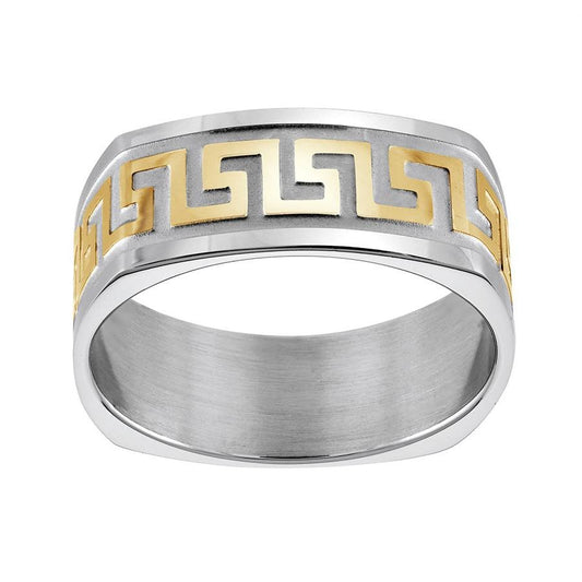 7.5mm Greek Key Square Ring