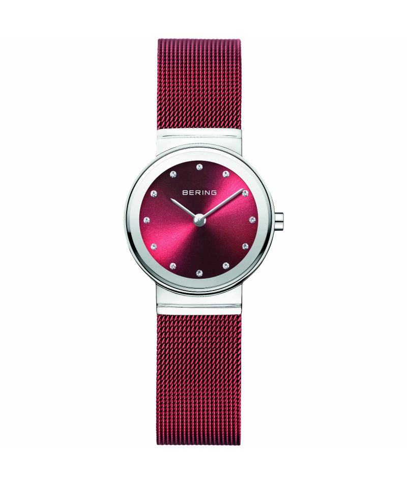 Bering Ladies Red watch w/mesh bracelet I 10126-303