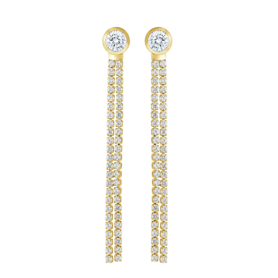 Goldip Stainless Steel CZ Bezel Drop Chandelier Earrings