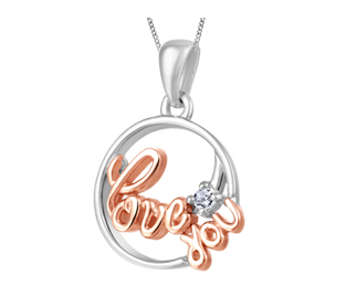 (.025ct)White and Rose Love You Necklace