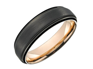 Black and Yellow Tungsten Band