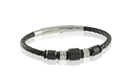 Italgem Stainless Steel Hybrid Leather Bracelet