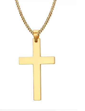 Stainless Steel GoldIp Plain Cross