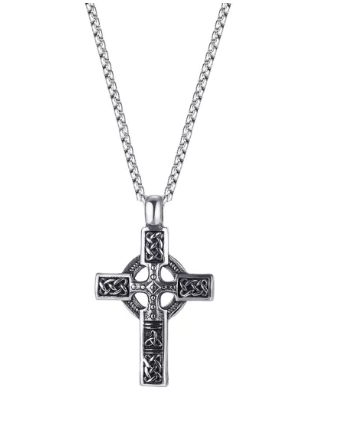 Stainless Steel Celtic Cross Pendant Necklace