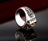 Stainless Steel Skull Ring with Gold Ip