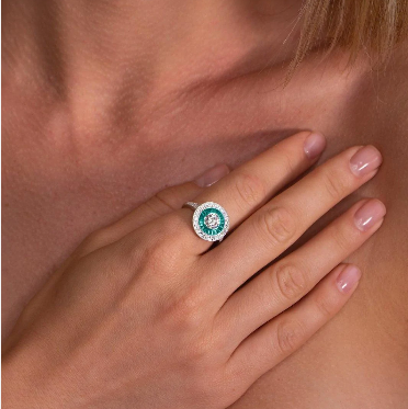 Anastasia Green Emerald Sterling Silver Ring