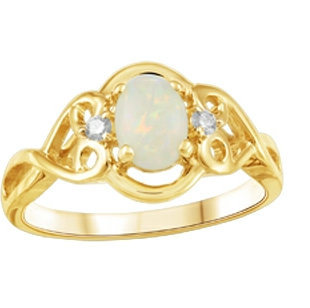 10K Opal and Canadian Diamond Ring