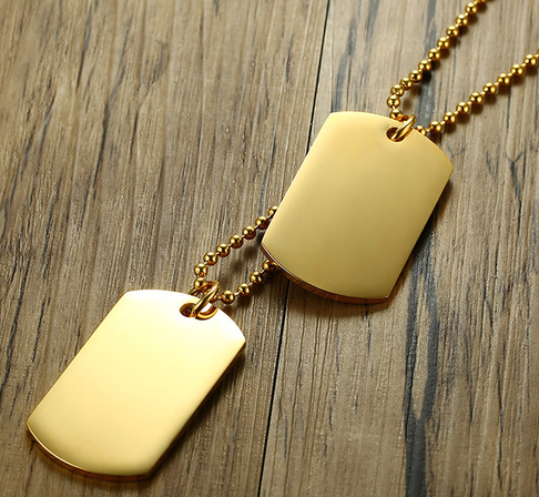 Stainless Steel Double Gold Ion Dog Tags