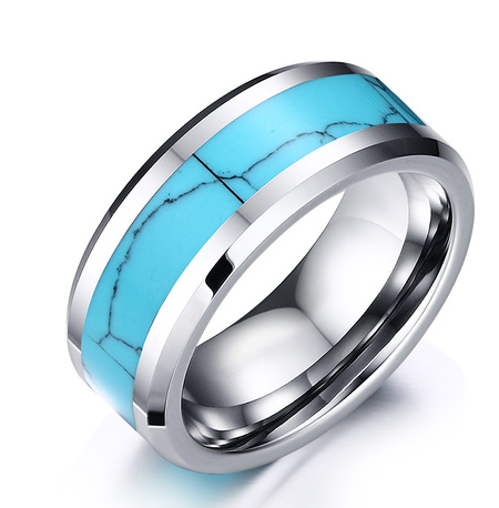 Turquoise Inlayed Tungsten Ring
