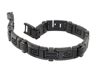 Stainless Steel Black Greek Key Bracelet
