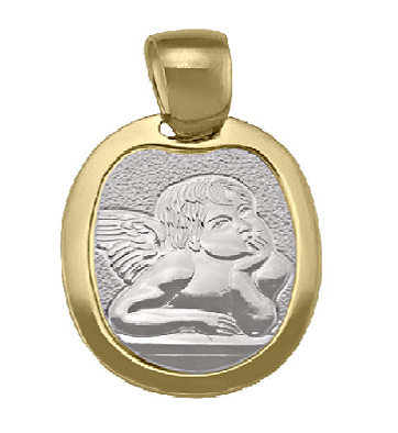 10k Whitegold and Yellowgold Angel Pendant