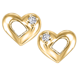 (0.03cttw)10K Yellowgold Heart Canadian Diamond Studs