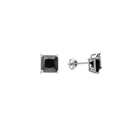 (5mm) Black Cz Square Studs