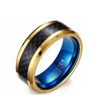 Gold Tungsten Carbide Ring with Carbon Fiber