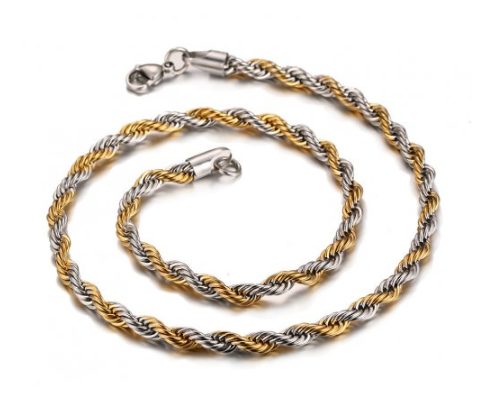 Stainless Steel Two Tone 6mm Rope Chain – Jewels De Oro