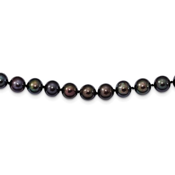 Sterling Silver  8-9mm Black Pearl Necklace