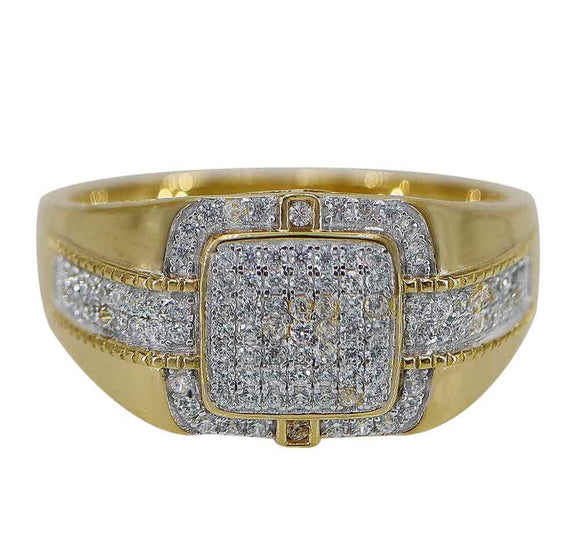 Sterling Silver Gold Plating MicroPave Cubic Zirconia Ring
