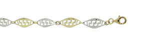 Two-Tone Greek key Diamond Cut Bracelet