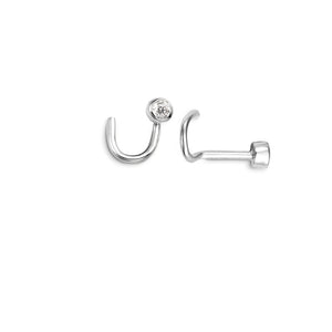 14K White Gold Curve Nose studs