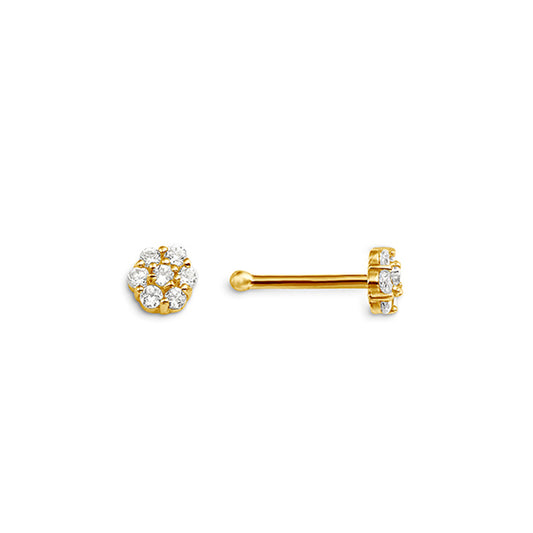 14K Yellow Gold Flower Nose studs