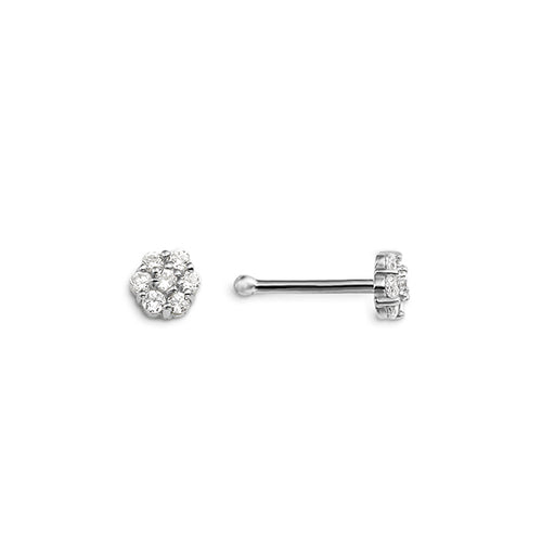 14K White Gold Flower Nose studs