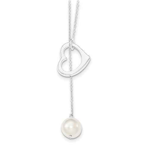 Sterling Silver Pearl Heart Necklace