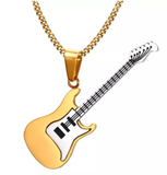 Stainless Steel TwoTone Guitar Necklace