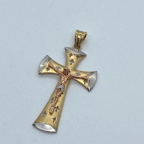 10k Tricolor Crucifix Cross