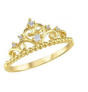 (0.039cttw) Yellow Gold Crown Ring
