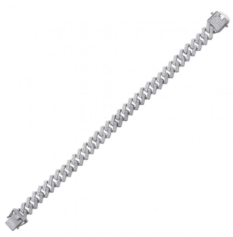 Sterling Silver Micropave Cz Hip Hop Bracelet