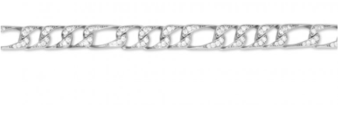 Sterling Silver Figaro Micropave Cz Hip Hop Bracelet