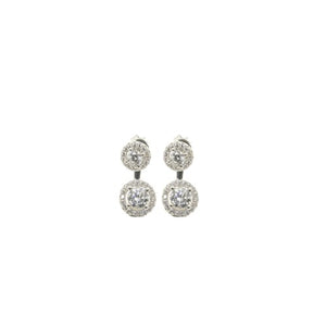 Sterling Silver Double Halo Jacket Earrings