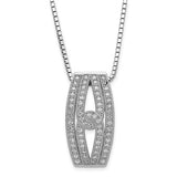 Fancy Sterling Silver Rhodium-Plated CZ Brilliant Necklace