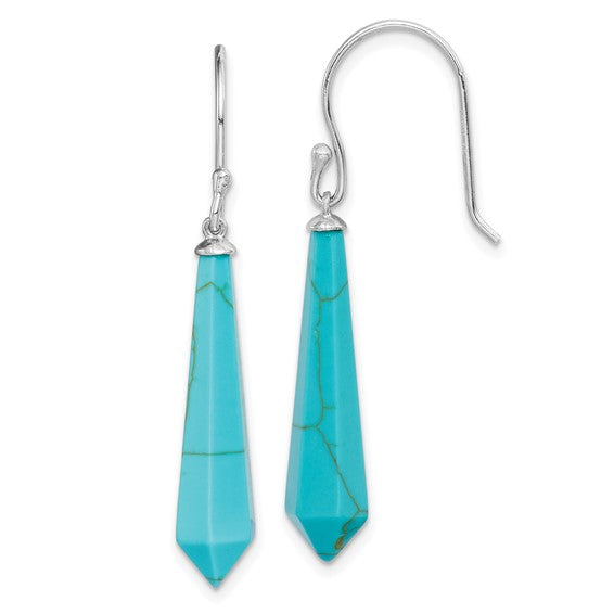 Sterling Silver Created Turquoise Dangle Earrings