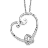 Sterling Silver Love knots Cz Heart Necklace