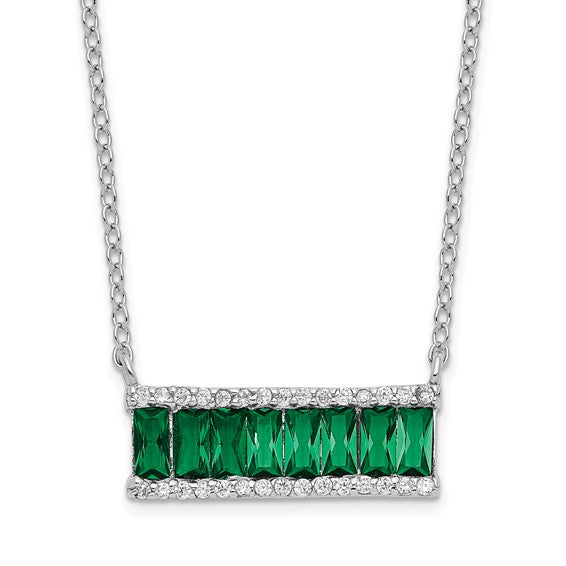 Sterling Silver Emerald-cut l Cz Bar Necklace