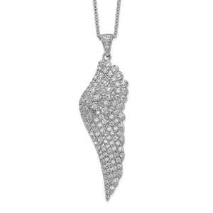Sterling Silver Cz Angel Wing Necklace