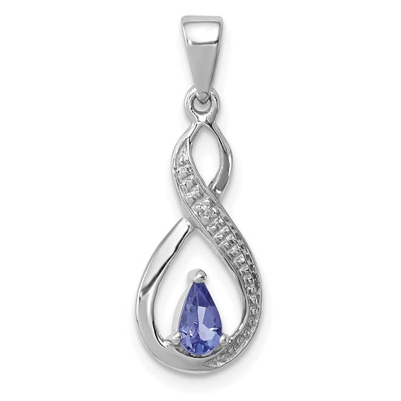 Sterling Silver Tanzanite and Diamond Infinity Necklace
