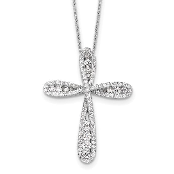 Sterling Silver Shimmer Cross Necklace